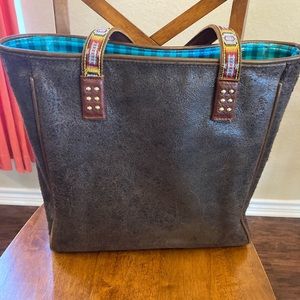 A Black bag with blue inside